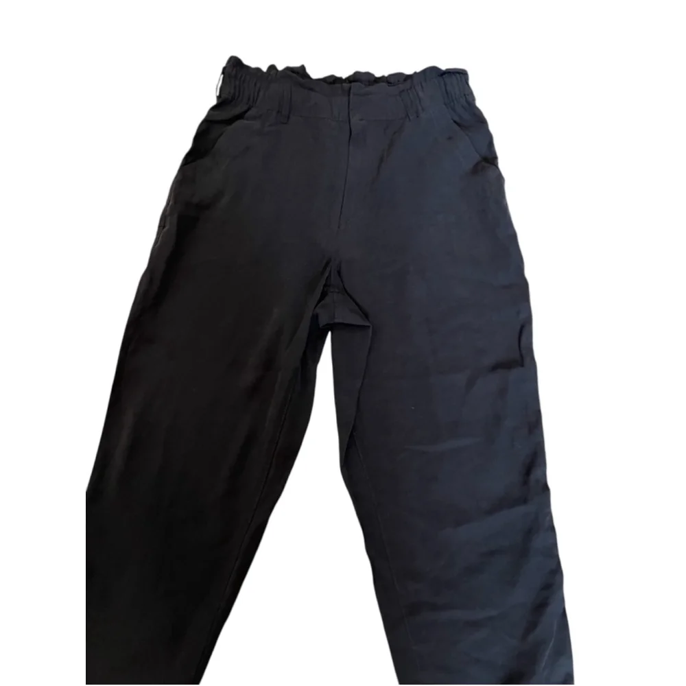 OLD NAVY Black High Waisted Straight Leg Paper Bag Pant M - Picture 3 of 9